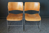 Mid Century Pair of 40/4 Stacking Chairs by David Rowland for Seid International 