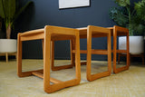 Mid Century Swedish Pale Teak Nesting tables Set of Three