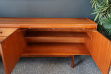 Mid Century 1960s Long Teak Sideboard, Thumbmoulded Top Pinched Handles