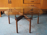 Mid Century Danish Rosewood & Glass Topped Circular Coffee Table - erfmann-vintage