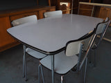 Vintage 1960s Kitchenette Dining Set Table & Four Chairs in Chrome & White Formica - erfmann-vintage