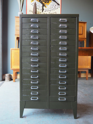 Industrial Chic Double Green Metal Filing Cabinet - erfmann-vintage
