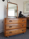 1950s Ercol Elm Wood Dressing Table/Chest of Drawers with Mirror - erfmann-vintage