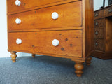 Victorian Pine Chest off Drawers with White Knobs - erfmann-vintage