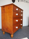 Victorian Pine Chest off Drawers with White Knobs - erfmann-vintage