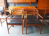 Mid Century McIntosh Dining Table & 6 Chairs Black Vinyl - erfmann-vintage