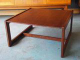 Mid Century Dark Teak MYER Coffee Table with Cage-Box Base - erfmann-vintage