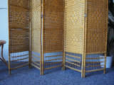 Retro Hollywood Glamour Bamboo Room Divider/Dressing Screen 1970s - erfmann-vintage