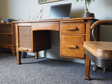 1950s Vintage Solid Oak Desk with Filing Drawer - erfmann-vintage