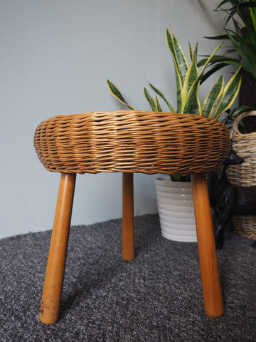 1960s Rattan Stool 'Tony Paul' Style Made in Yugoslavia - erfmann-vintage