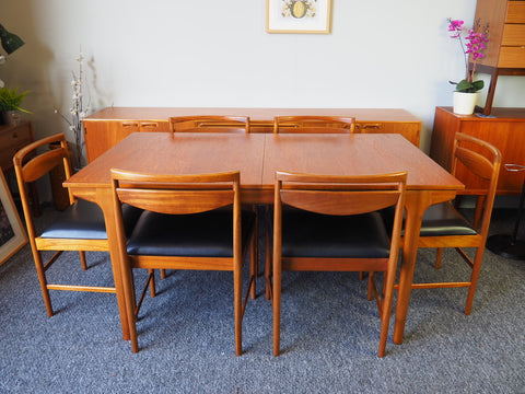 Mid Century McIntosh Extending Dining Table 6 Chairs Teak - erfmann-vintage