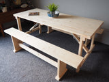 Handmade Picnic Pub Trestle Table & Benches Solid Pine Wedding Outdoor Events - erfmann-vintage