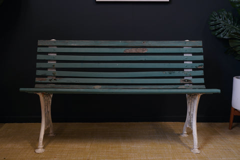 Victorian Cast Iron and Wood Slatted Two Seater Garden Bench