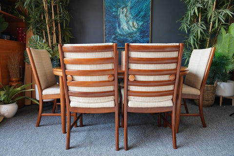 Mid Century Large Extending Dining Table 6 chairs White Newton